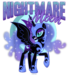 Size: 900x1000 | Tagged: safe, nightmare moon, alicorn, pony, g4, official, alternate design, clothes, design, female, full moon, mare, merchandise, moon, shirt design, shoes, simple background, solo, text, transparent background