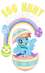 Size: 500x800 | Tagged: safe, rainbow dash, pegasus, pony, g4, official, cute, dashabetes, design, easter, easter egg, egg, female, flower, holiday, mare, merchandise, rainbow, shirt design, simple background, solo, text, transparent background