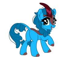 Size: 4096x3072 | Tagged: safe, artist:xleadmarex, oc, oc only, oc:ocean blue, kirin, adorable face, butt, cloven hooves, cute, heart, heart eyes, horn, kirin-ified, looking back, mane, ocbetes, plot, raised arm, raised hoof, raised leg, raised tail, redesign, scales, show accurate, simple background, smiling, solo, species swap, tail, transparent background, wingding eyes