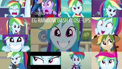Size: 1280x721 | Tagged: safe, edit, edited screencap, editor:quoterific, screencap, rainbow dash, a photo booth story, equestria girls, equestria girls series, forgotten friendship, friendship through the ages, g4, happily ever after party, i'm on a yacht, leaping off the page, my little pony equestria girls, my little pony equestria girls: friendship games, my little pony equestria girls: rainbow rocks, my little pony equestria girls: summertime shorts, pinkie on the one, rollercoaster of friendship, sic skateboard, spring breakdown, wake up!, spoiler:choose your own ending (season 2), spoiler:eqg series (season 2), better than ever, choose your own ending (season 1), close-up, clothes, cute, cutie mark, cutie mark on clothes, dashabetes, dreamworks face, eyes closed, fall formal outfits, female, grin, happily ever after party: rainbow dash, helmet, open mouth, pink eyes, ponied up, sleeveless, smiling, solo, stop the ride, wake up!: rainbow dash