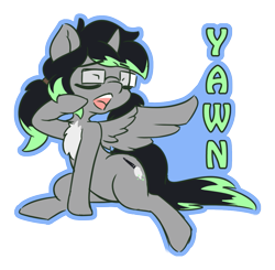 Size: 1005x985 | Tagged: safe, artist:afkregen, oc, oc only, alicorn, pony, alicorn oc, digital art, eyes closed, female, glasses, hooves, horn, mare, open mouth, simple background, solo, spread wings, tail, thighs, transparent background, wings