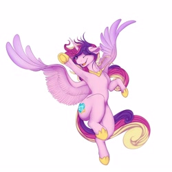 Size: 2500x2500 | Tagged: safe, artist:gobiraptor, princess cadance, alicorn, pony, g4, female, flying, high res, mare, smiling, smiling at you, solo, wings