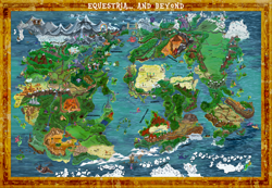 Size: 8580x5940 | Tagged: safe, artist:keenkris, idw, g1, abyssinia, canterlot, map, map of equestria, ponyville, shoo be doo