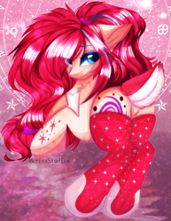 Size: 2737x3541 | Tagged: safe, artist:krissstudios, oc, oc only, earth pony, pony, clothes, deer tail, female, high res, mare, socks, solo