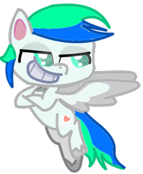 Size: 539x653 | Tagged: safe, artist:craftycitty, artist:goldlines005, oc, oc only, pegasus, pony, g4.5, base used, crossed arms, flying, grin, looking back, male, pegasus oc, simple background, smiling, stallion, transparent background, two toned wings, wings