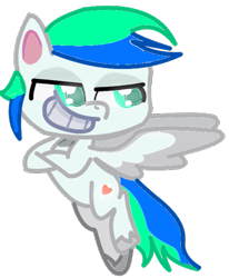 Size: 539x653 | Tagged: safe, artist:craftycitty, artist:goldlines005, oc, oc only, pegasus, pony, g4, g4.5, base used, crossed arms, flying, grin, looking back, male, pegasus oc, simple background, smiling, stallion, transparent background, two toned wings, wings