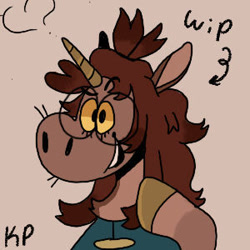 Size: 300x300 | Tagged: safe, artist:kettlephish, oc, oc only, pony, unicorn, bust, glasses, horn, smiling, solo, unicorn oc