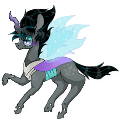 Size: 1423x1455 | Tagged: safe, artist:ukulelepineapplecat, oc, oc only, changeling, changeling queen, changepony, hybrid, bedroom eyes, changeling queen oc, eyelashes, female, interspecies offspring, offspring, parent:king sombra, parent:queen chrysalis, parents:chrysombra, simple background, solo, sombra eyes, white background