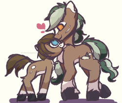 Size: 1300x1100 | Tagged: safe, artist:rhythmpixel, oc, oc only, earth pony, pony, couple, female, male, mare, size difference, stallion