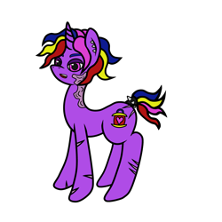 Size: 4000x4000 | Tagged: safe, artist:dice-warwick, oc, oc only, oc:molotov, pony, unicorn, fallout equestria, burn scar, ear piercing, ex-raider, piercing, raider, scar, scared, short mane, short tail, solo