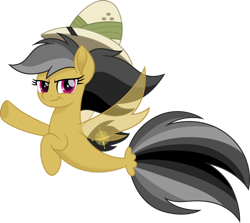 Size: 1280x1141 | Tagged: safe, artist:cloudy glow, daring do, pegasus, pony, seapony (g4), g4, my little pony: the movie, 2020, clothes, cute, daring dorable, dorsal fin, female, fin wings, fish tail, flowing mane, flowing tail, gray mane, grin, hat, movie accurate, pink eyes, seaponified, see-through, simple background, smiling, solo, species swap, tail, transparent background, wings