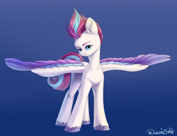 Size: 3636x2796 | Tagged: safe, artist:neonishe, zipp storm, pegasus, pony, g5, my little pony: a new generation, colored wings, colored wingtips, feathered wings, female, high res, mare, simple background, solo, wings