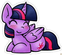 Size: 640x571 | Tagged: safe, artist:zutcha, twilight sparkle, alicorn, pony, g4, blushing, cute, eyes closed, happy, lying down, ponyloaf, prone, smiling, solo, twiabetes, twilight sparkle (alicorn)