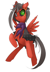 Size: 1133x1626 | Tagged: safe, artist:starlightspark, oc, oc only, oc:havoc, cyborg, pegasus, pony, crisis equestria, clothes, scar, scarf, simple background, solo, transparent background