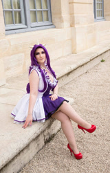 Size: 1280x1996 | Tagged: safe, artist:angelangelyss, rarity, human, g4, clothes, cosplay, costume, crossed legs, high heels, irl, irl human, jewelry, nail polish, necklace, pearl necklace, photo, shoes, sitting