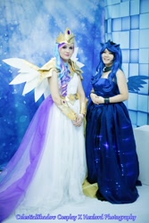 Size: 854x1280 | Tagged: safe, artist:celestialshadow19, artist:jaslyn choo, princess celestia, princess luna, human, g4, 2018, clothes, cosplay, costume, irl, irl human, photo, royal sisters, siblings, sisters