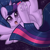 Size: 2760x2760 | Tagged: safe, artist:llametsul, twilight sparkle, alicorn, pony, g4, butt, falling, female, frog (hoof), high res, hoofbutt, mare, night, open mouth, open smile, plot, smiling, solo, sparkles, stars, twilight sparkle (alicorn), underhoof