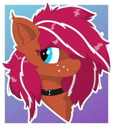 Size: 2150x2425 | Tagged: safe, artist:tav, oc, oc only, oc:soyal, bat pony, pony, collar, fangs, high res, latex, solo