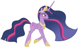 Size: 8000x4891 | Tagged: safe, artist:intbrony, artist:laszlvfx, twilight sparkle, alicorn, pony, g4, the last problem, absurd resolution, crown, cutie mark, ethereal mane, eyelashes, female, hoof shoes, jewelry, lidded eyes, mare, older, older twilight, older twilight sparkle (alicorn), peytral, princess twilight 2.0, raised hoof, regalia, simple background, smiling, solo, starry mane, transparent background, twilight sparkle (alicorn), vector