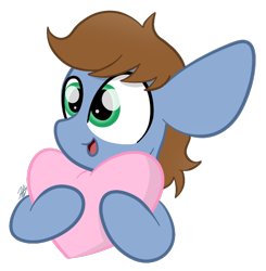 Size: 586x599 | Tagged: safe, artist:sugarcloud12, oc, oc only, oc:round trip, pony, chibi, heart, heart pillow, male, pillow, simple background, solo, stallion, transparent background