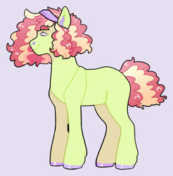 Size: 1280x1301 | Tagged: safe, artist:elf-hollow, oc, oc only, oc:echo flower, earth pony, pony, female, magical lesbian spawn, mare, offspring, parent:fluttershy, parent:tree hugger, parents:flutterhugger, purple background, simple background, solo