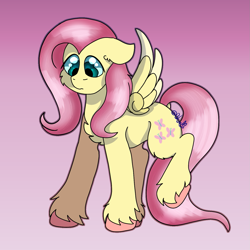 Size: 1439x1439 | Tagged: safe, artist:alleymutt, fluttershy, pegasus, pony, g4, cute, floppy ears, fluffy, solo, wings