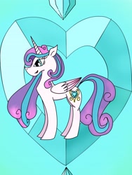 Size: 3456x4608 | Tagged: safe, artist:goldlines005, princess flurry heart, alicorn, pony, g4, cutie mark background, female, horn, mare, older, older flurry heart, solo, wings