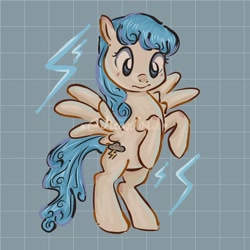 Size: 768x768 | Tagged: safe, alternate version, artist:diegocloud27, lightning bolt, white lightning, pegasus, pony, g4, abstract background, bipedal, eyelashes, female, mare, rearing, smiling, solo, wings