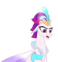 Size: 2373x2526 | Tagged: safe, artist:ejlightning007arts, queen novo, seapony (g4), g4, my little pony: the movie, angry, collar, colored pupils, crown, eyelashes, female, fin wings, fins, glowing, high res, jewelry, movie accurate, open mouth, purple eyes, purple mane, purple wings, regalia, simple background, solo, teeth, transparent background, vector, wings