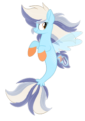 Size: 1140x1628 | Tagged: safe, artist:deiiriush, oc, oc only, pegasus, pony, seapony (g4), clothes, dorsal fin, fin wings, fins, fish tail, flowing mane, flowing tail, multicolored hair, orange eyes, seaponified, see-through, simple background, smiling, solo, species swap, tail, transparent background, wings