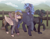 Size: 4500x3500 | Tagged: safe, artist:monnarcha, oc, oc only, oc:emerald wing, oc:shimmering guard, oc:tamara surhen, hippogriff, pegasus, pony, unicorn, fence, palindrome get