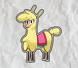 Size: 1560x1361 | Tagged: safe, artist:hitsuji, paprika (tfh), alpaca, them's fightin' herds, community related, paper, paper mario, solo