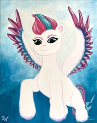 Size: 475x600 | Tagged: safe, artist:painting with a twist, zipp storm, pegasus, pony, g5, official, female, mare, painting, solo, traditional art, watermark