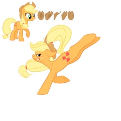 Size: 640x640 | Tagged: safe, artist:scribbleymewzaque, part of a set, applejack, earth pony, pony, g4, bucking, female, grin, mare, simple background, smiling, solo, white background