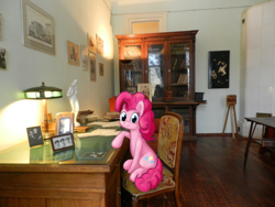 Size: 1024x768 | Tagged: safe, artist:ponyway, pinkie pie, earth pony, pony, g4, irl, looking at you, photo, ponies in real life, real life background, sitting, smiling, solo