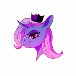 Size: 2600x2600 | Tagged: safe, alternate version, artist:fizzlesoda2000, trixie, pony, unicorn, queen of misfits, vylet pony, g4, bust, crown, high res, jewelry, profile, regalia, simple background, solo, white background