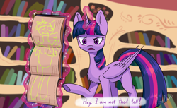 Size: 2868x1752 | Tagged: safe, artist:kiselan, twilight sparkle, alicorn, pony, g4, testing testing 1-2-3, book, golden oaks library, scene interpretation, solo, twilight sparkle (alicorn)