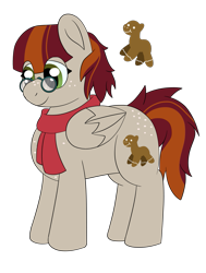 Size: 1159x1536 | Tagged: safe, artist:colorcodetheartist, derpibooru exclusive, pegasus, pony, butt freckles, chest freckles, clothes, freckles, glasses, redesign, scarf, simple background, transparent background