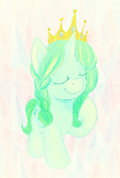 Size: 1210x1790 | Tagged: safe, artist:equmoria, oc, oc only, oc:royal emerald, pony, unicorn, crown, female, filly, jewelry, regalia, solo