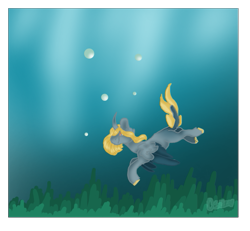 Size: 517x477 | Tagged: safe, artist:cslie, oc, oc only, alicorn, pony, bubble, crepuscular rays, flowing tail, horn, ocean, red eyes, seaweed, smiling, solo, sunlight, swimming, underwater, water, wings