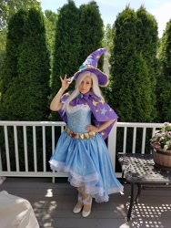 Size: 1536x2048 | Tagged: safe, artist:mieucosplay, trixie, human, g4, cape, clothes, cosplay, costume, facebook, hand on hip, hat, irl, irl human, photo, trixie's cape, trixie's hat