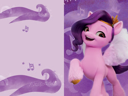 Size: 1600x1200 | Tagged: safe, pipp petals, pegasus, pony, g5, my little pony: a new generation, official, abstract background, book, female, mare, ponies unite, solo