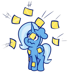 Size: 3906x4038 | Tagged: safe, artist:threetwotwo32232, trixie, pony, unicorn, g4, abuse, cheese, cheese slap, cute, cutie mark, diatrixes, eyelashes, female, floppy ears, food, horn, humiliation, mare, sliced cheese, solo