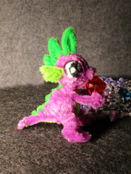 Size: 1920x2560 | Tagged: safe, alternate version, artist:malte279, part of a set, spike, dragon, g4, chenille, chenille stems, chenille wire, craft, gemstones, photo, pipe cleaner sculpture, pipe cleaners, sculpture, solo