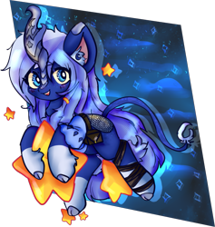 Size: 1067x1125 | Tagged: safe, artist:nyansockz, artist:ube, oc, oc only, oc:bright bituin, kirin, ashes town, bandage, clothes, fillypines, galaxy, kirin oc, simple background, stars, transparent background