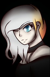 Size: 362x560 | Tagged: safe, artist:aonairfaol, oc, oc only, human, black background, bust, choker, ear piercing, eyelashes, female, humanized, piercing, simple background, solo