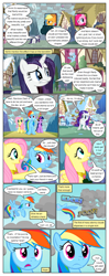 Size: 612x1552 | Tagged: safe, artist:newbiespud, edit, edited screencap, screencap, applejack, fluttershy, linky, pinkie pie, rainbow dash, rarity, shoeshine, twilight sparkle, earth pony, pegasus, pony, unicorn, comic:friendship is dragons, g4, magical mystery cure, a true true friend, big crown thingy, building, cloud, comic, dialogue, element of kindness, element of magic, eyelashes, female, horn, i've got to find a way, jewelry, kicking, lightning, mare, open mouth, outdoors, ponyville, rain, regalia, screencap comic, snow, swapped cutie marks, unicorn twilight, wings