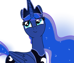 Size: 1239x1056 | Tagged: safe, artist:goldlines005, princess luna, alicorn, pony, g4, base used, bust, ethereal mane, eyelashes, female, horn, jewelry, mare, peytral, simple background, smiling, solo, starry mane, tiara, transparent background, wings