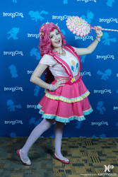 Size: 1440x2160 | Tagged: safe, artist:sarahndipity cosplay, artist:xen photography, pinkie pie, human, bronycon, bronycon 2017, g4, bracelet, clothes, cosplay, costume, hand on hip, irl, irl human, jewelry, photo