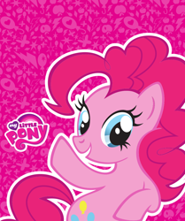 Size: 864x1032 | Tagged: safe, pinkie pie, earth pony, pony, g4, official, .svg available, cover, cutie mark, female, magazine cover, mare, my little pony logo, pink, solo, svg, vector, waving